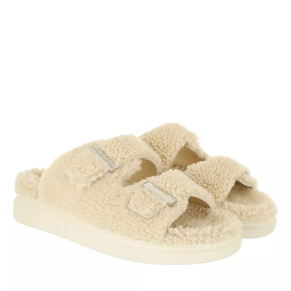 Sandals - Shearling Two Band Slide Sandals - creme - Sandals for ladies