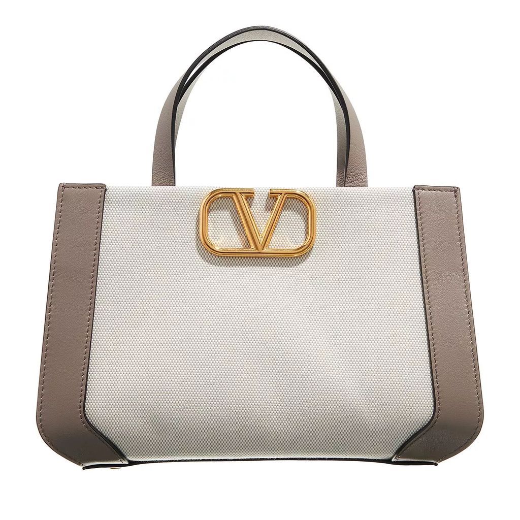 Tote Bags - Small Tote V Logo Signature Canvas - creme - Tote Bags for ladies