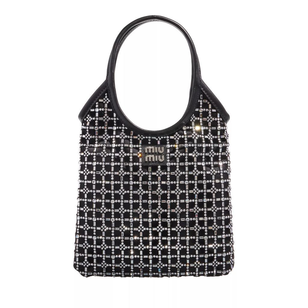 Tote Bags - Crystal Embellished Satin Tote Bag - black - Tote Bags for ladies