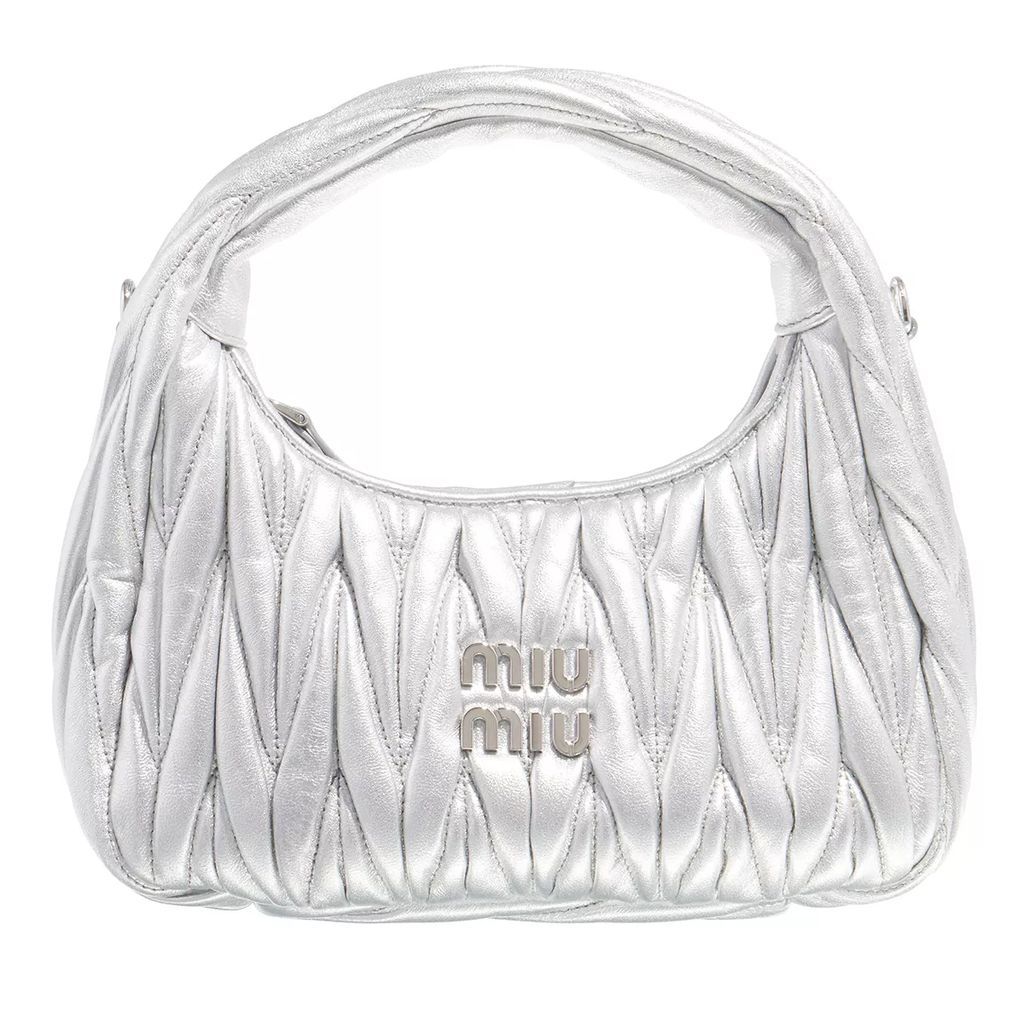 Hobo Bags - Wander Mateless Nappa Leather Mini Hobo Bag - silver - Hobo Bags for ladies