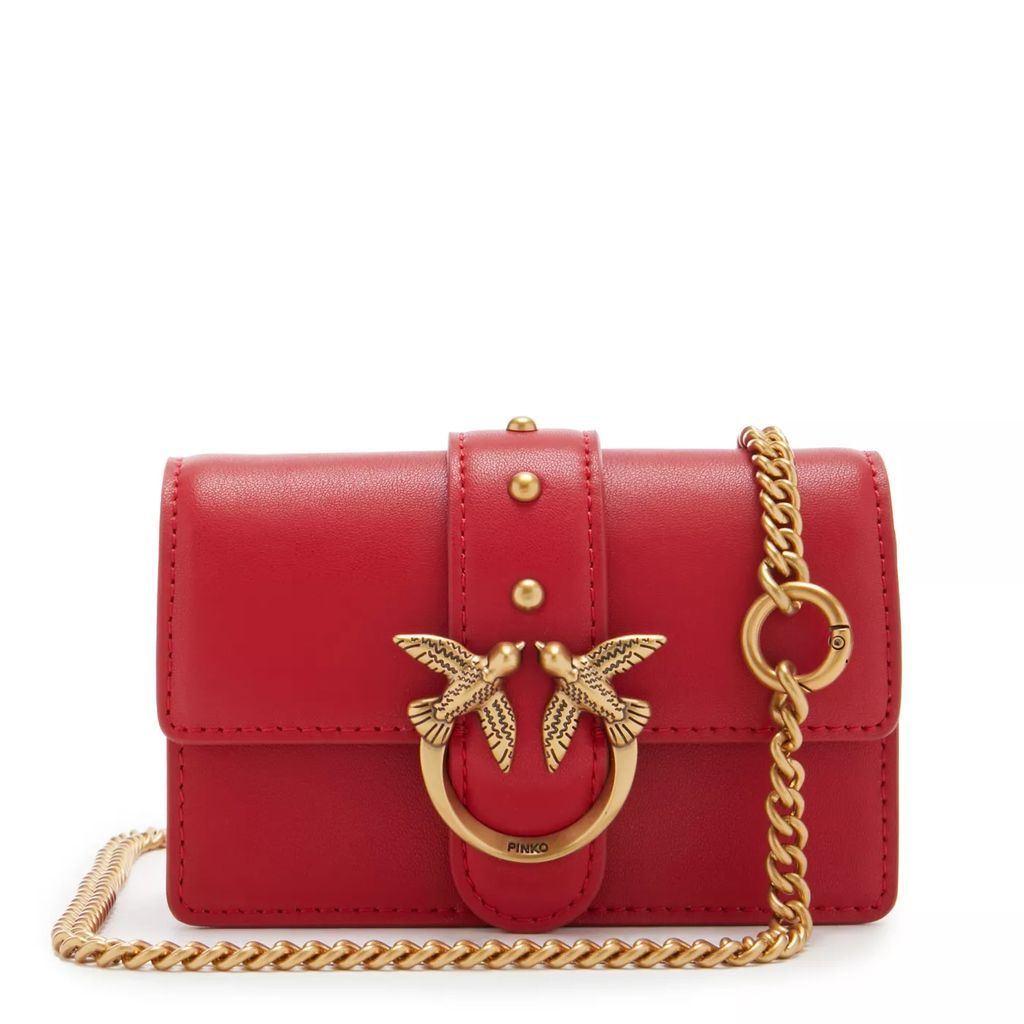 Crossbody Bags - Pinko Love One Rote Leder Umhängetasche 100064-A0F - red - Crossbody Bags for ladies