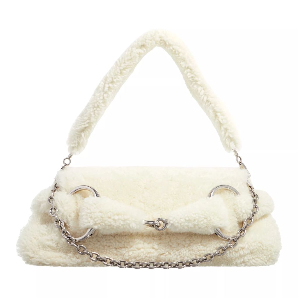 Hobo Bags - Horsebit Chain Medium Shoulder Bag - white - Hobo Bags for ladies