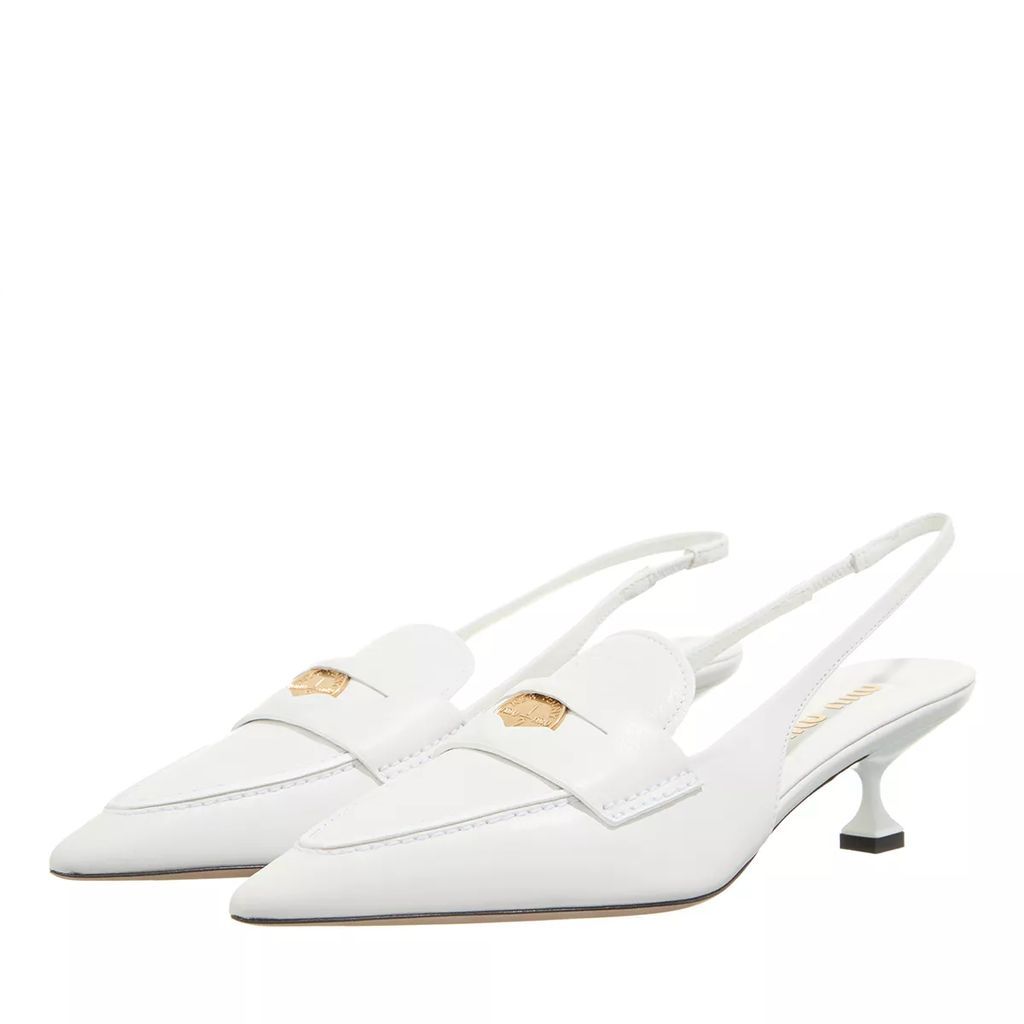 Pumps & High Heels - Leather Penny Loafers With Heel - white - Pumps & High Heels for ladies