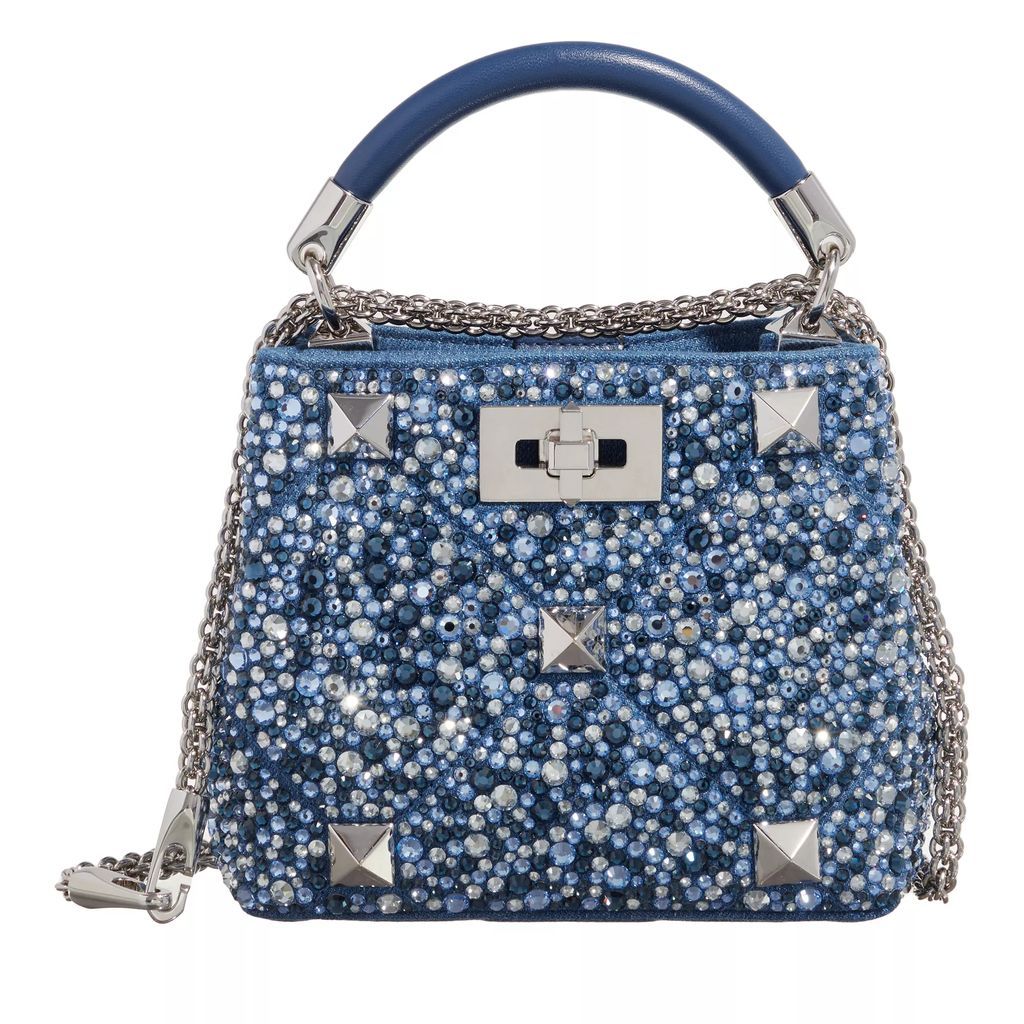 Satchels - Casual Style Denim Studded Bag - blue - Satchels for ladies