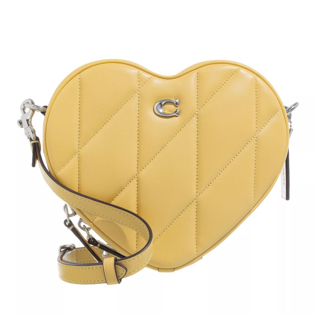Crossbody Bags - Quilted Leather Heart Crossbody - yellow - Crossbody Bags for ladies