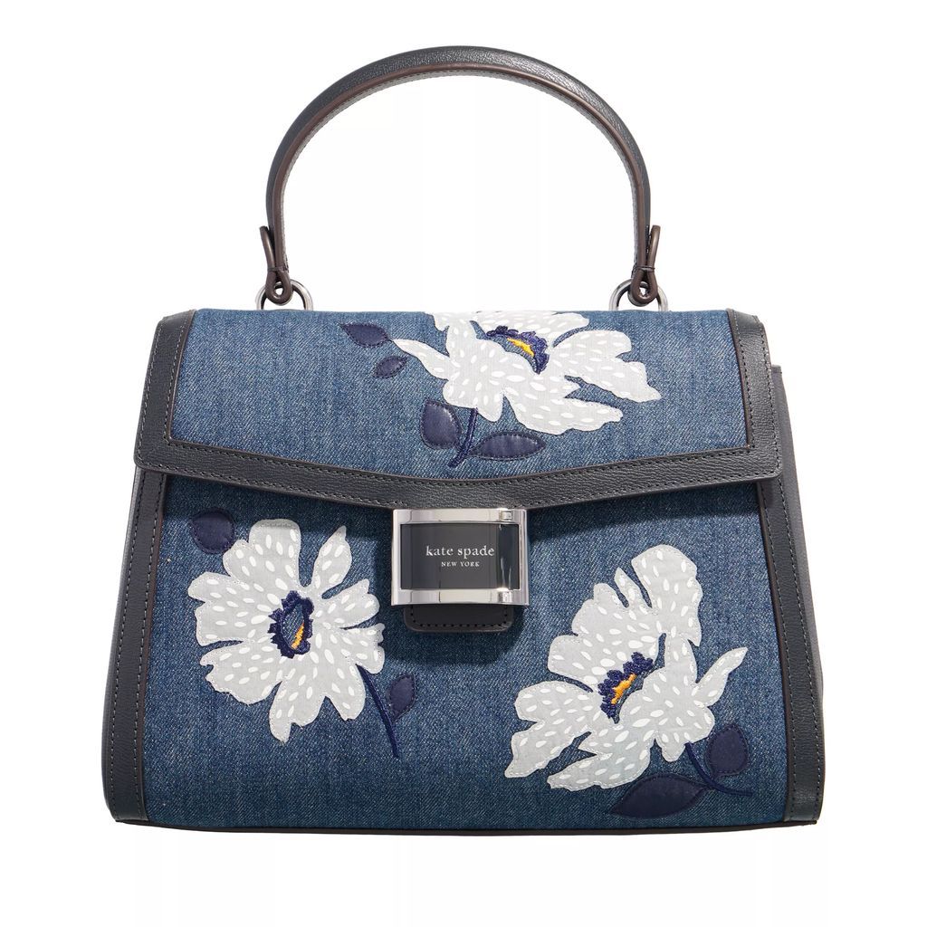 Tote Bags - Katy Floral Embellished Denim Medium - blue - Tote Bags for ladies