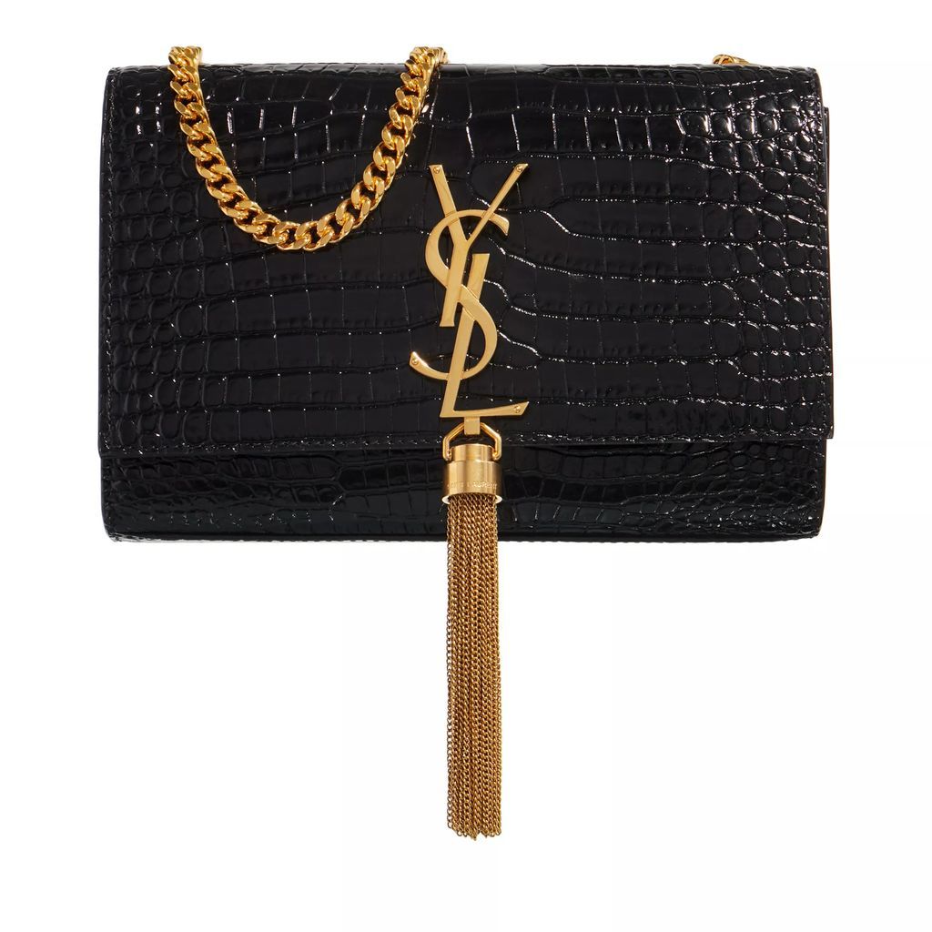 Crossbody Bags - Kate Small Tassel In Crocodile Embossed Bag - black - Crossbody Bags for ladies