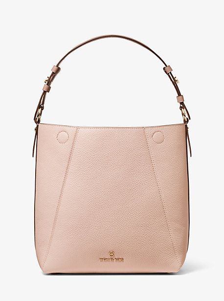 MK Lucy Medium Two-Tone Pebbled Leather Shoulder Bag - Sftpink/fawn - Michael Kors