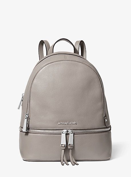MK Rhea Medium Leather Backpack - Pearl Grey - Michael Kors