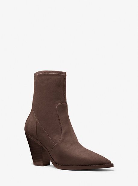 MK Dover Faux Suede Ankle Boot - Chocolate - Michael Kors