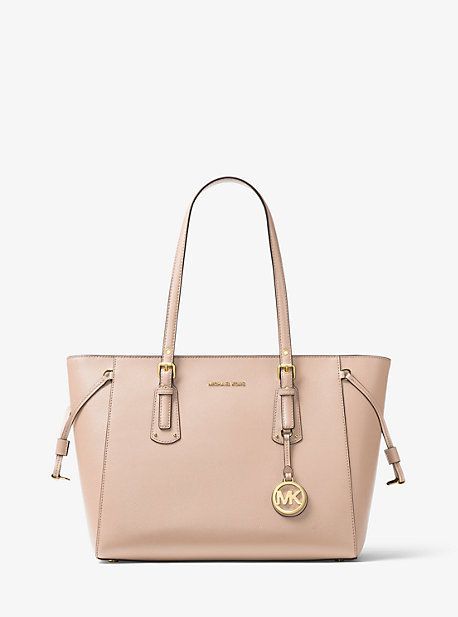 MK Voyager Medium Crossgrain Leather Tote Bag - Pink - Michael Kors