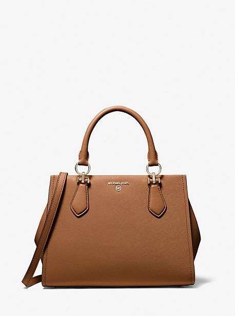 MK Marilyn Medium Saffiano Leather Satchel - Brown - Michael Kors