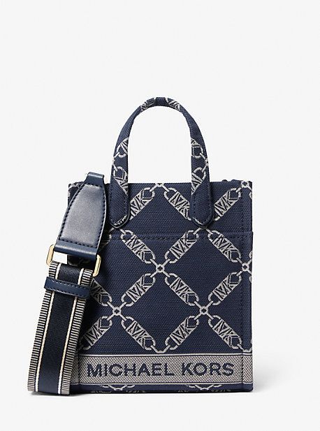 MK Gigi Extra-Small Empire Logo Jacquard Crossbody Bag - Blue - Michael Kors