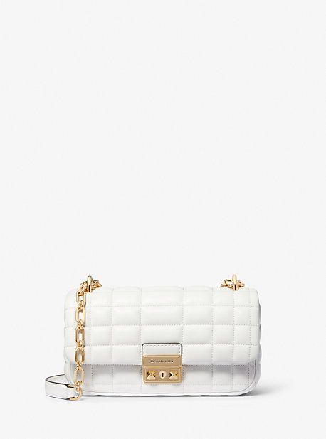 MK Tribeca Small Quilted Leather Shoulder Bag - White - Michael Kors