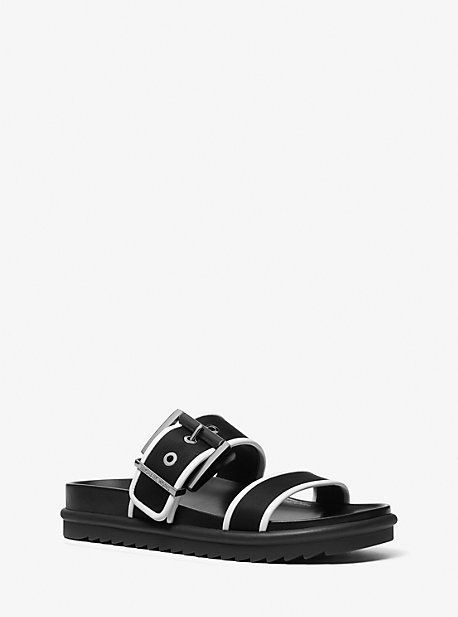 MK Colby Two-Tone Neoprene Slide Sandal - White - Michael Kors