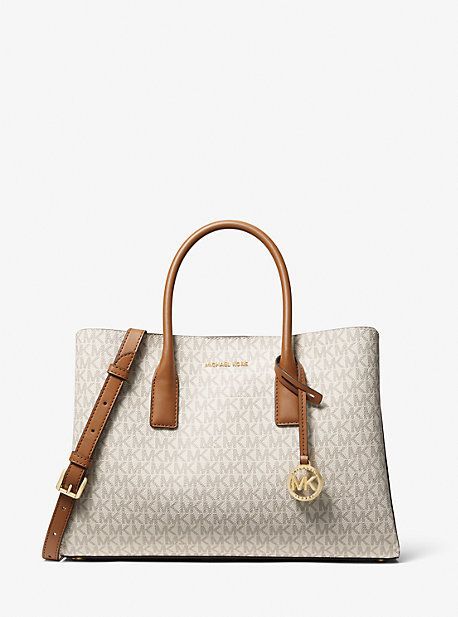 MK Ruthie Large Signature Logo Satchel - Natural - Michael Kors