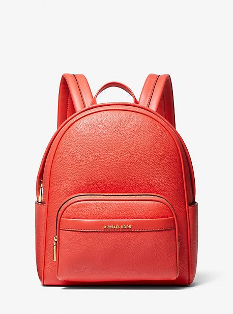 MK Bex Medium Pebbled Leather Backpack - Orange - Michael Kors