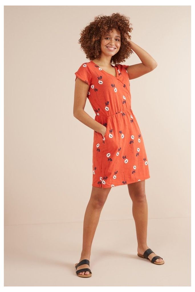 Womens Next Red Floral Wrap Dress -  Red
