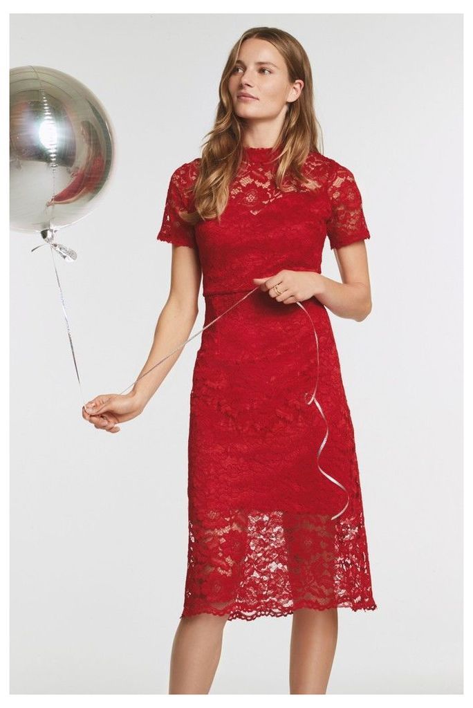 Womens Next Red Lace Dress -  Red