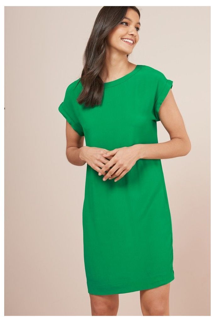 Womens Next Green Woven Boxy T-Shirt Dress -  Green