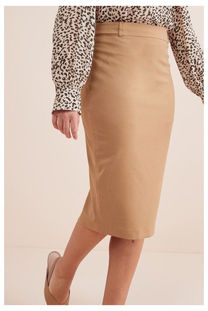 Womens Next Camel Tailored Fit Pencil Skirt -  Natural