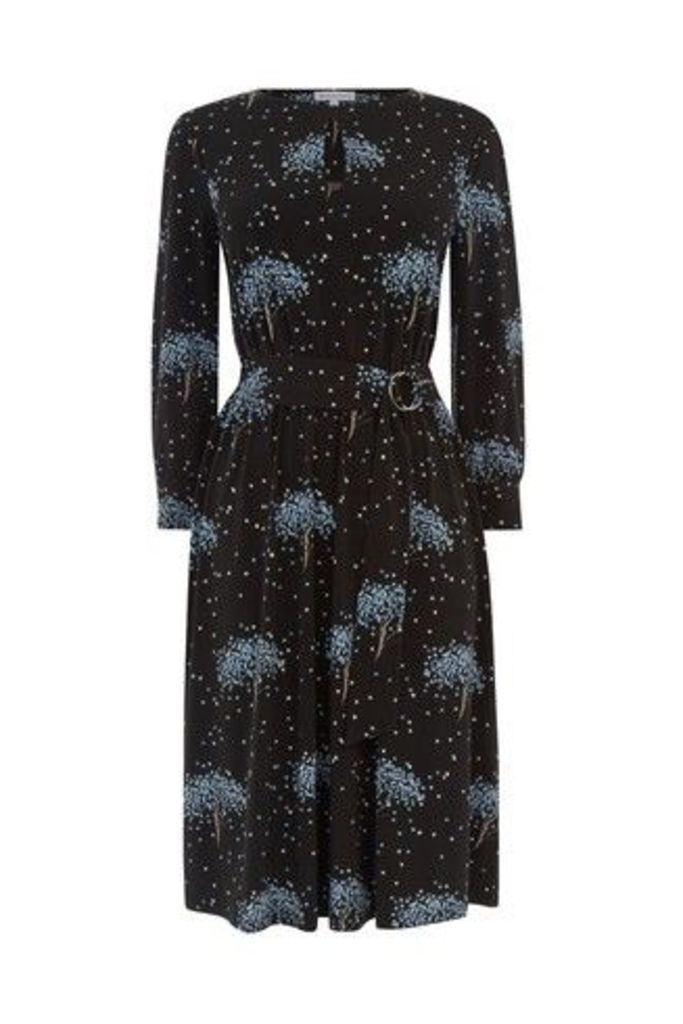 Womens Warehouse Black Star Tree Print Dress -  Black