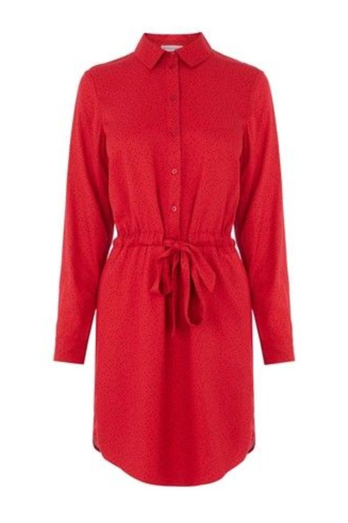 Womens Warehouse Red Letter Print Shirt Dress -  Red