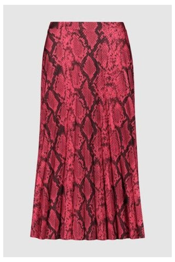 Womens F&F Pink Snake Pleated Skirt -  Pink