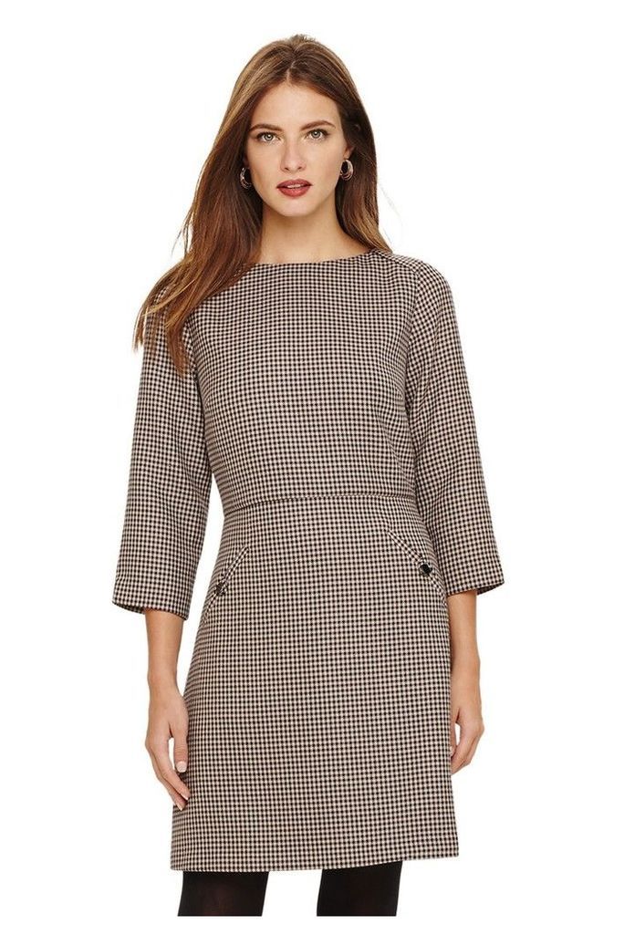 Womens Phase Eight Brown Heritage Check Dress -  White