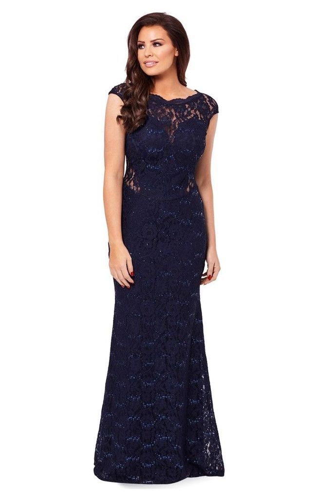 Womens Sistaglam loves Jessica Petite Sequin Lace Maxi Dress -  Blue