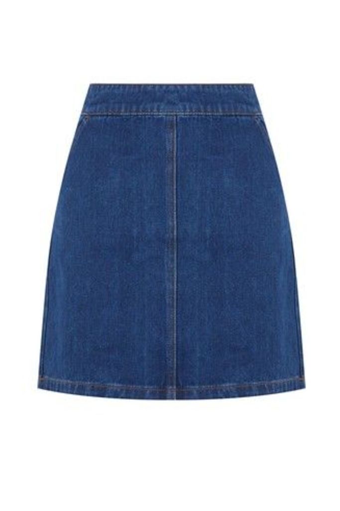 Womens Warehouse Blue Denim A-Line Skirt -  Blue