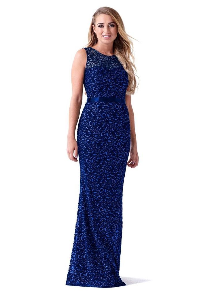 Womens Sistaglam Lace And Glitter Maxi Dress -  Blue