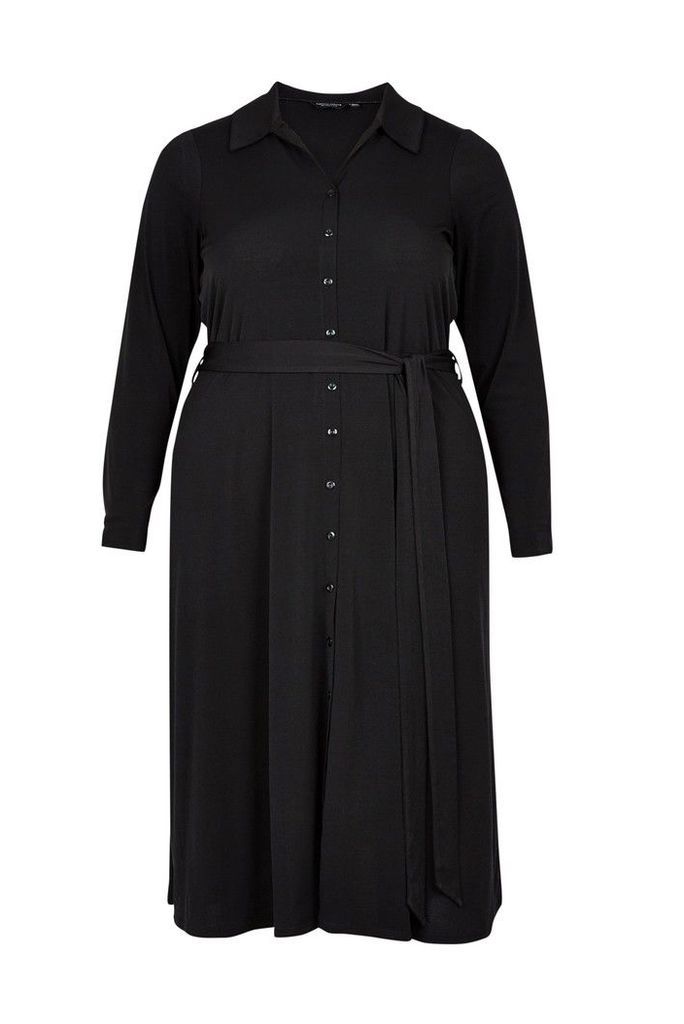 Womens Dorothy Perkins Curve Midi Shirt Dress -  Black