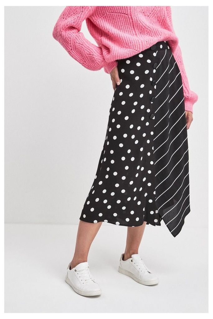 Womens F&F Black Spot Stripe Skirt -  Black