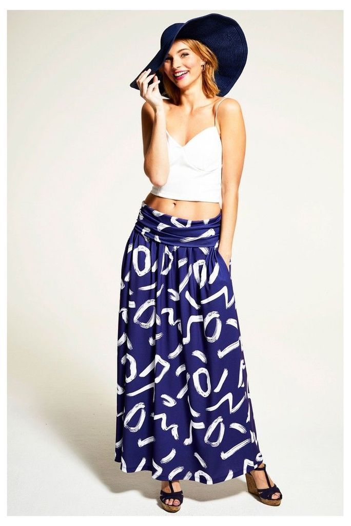 Womens HotSquash Navy/White Roll Top Maxi Skirt -  Blue