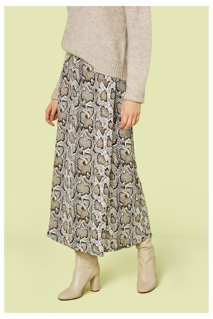 Womens Finery London Multi Rose Snake Print Midi Skirt -  Animal