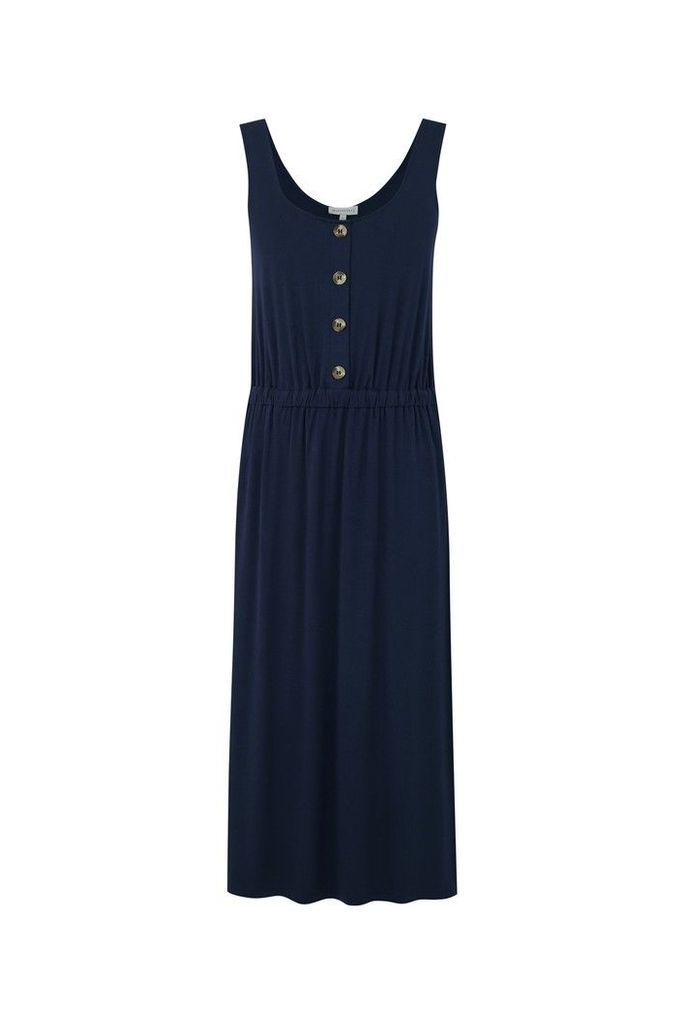 Womens Warehouse Button Through Cami Midi Dress -  Blue