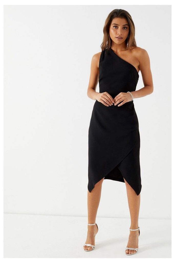 Womens Glamorous Studio One Shoulder Midi Dress -  Black