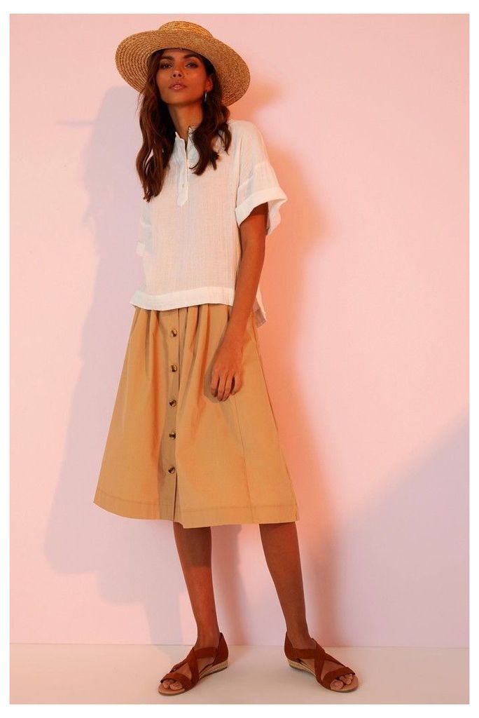 Womens Y.A.S Button Skirt -  Cream