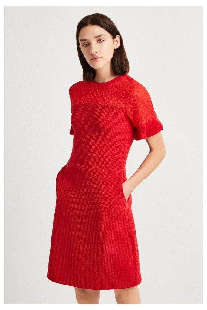 Womens French Connection Red Roesia Texture Jersey Dress -  Red