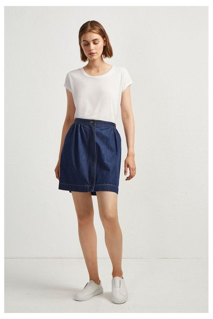 Womens French Connection Blue Jule Contrast Stitch Pocket Skirt -  Blue