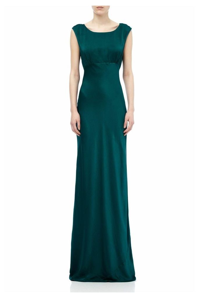Womens Ghost London Green Salma Emerald Satin Dress -  Green