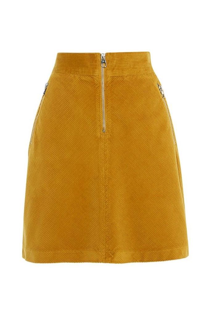 Womens Karen Millen Yellow Jumbo Cord Skirt -  Yellow