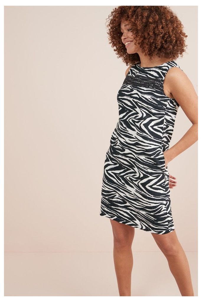 Womens Next Zebra Print Linen Blend Shift Dress -  Animal
