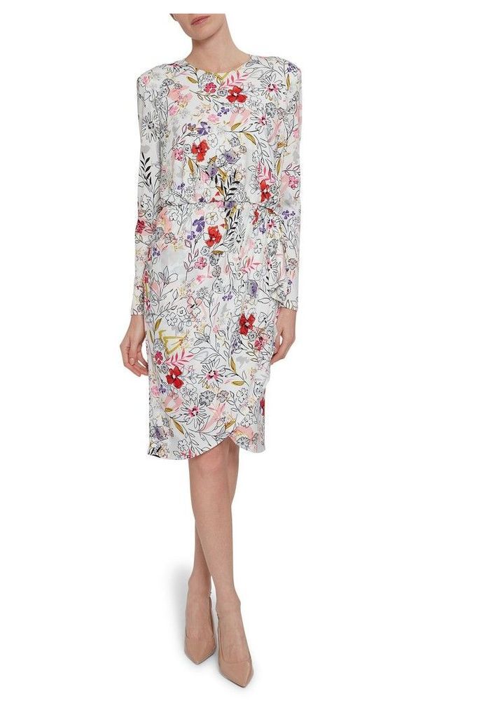 Womens Gina Bacconi White Klea Floral Print Jersey Dress -  White