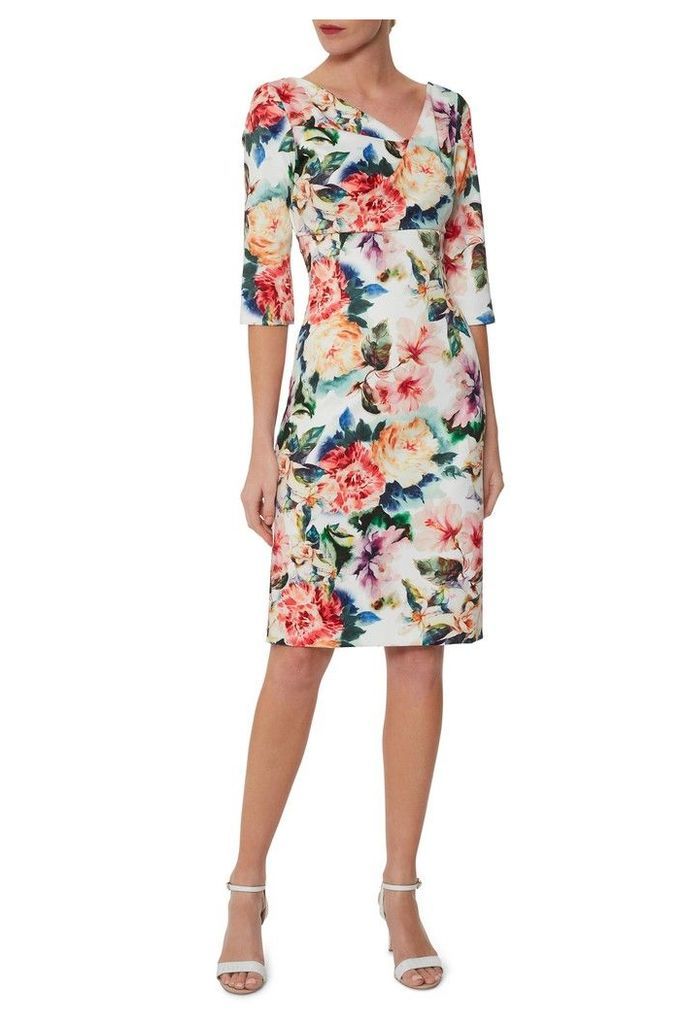 Womens Gina Bacconi Red Isolena Floral Scuba Dress -  Blue
