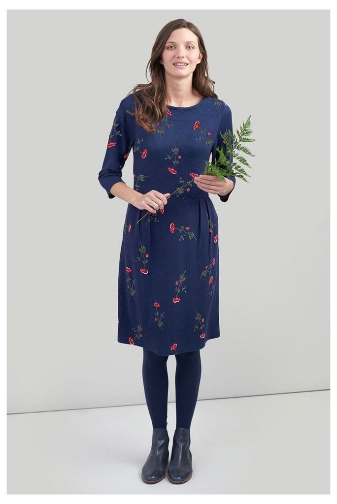 Womens Joules Beth 34 Ponte Dress With 3/4 Sleeves -  Blue