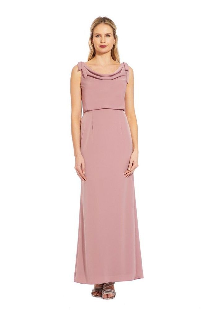 Womens Adrianna Papell Pink Cowl Crepe Dress -  Pink