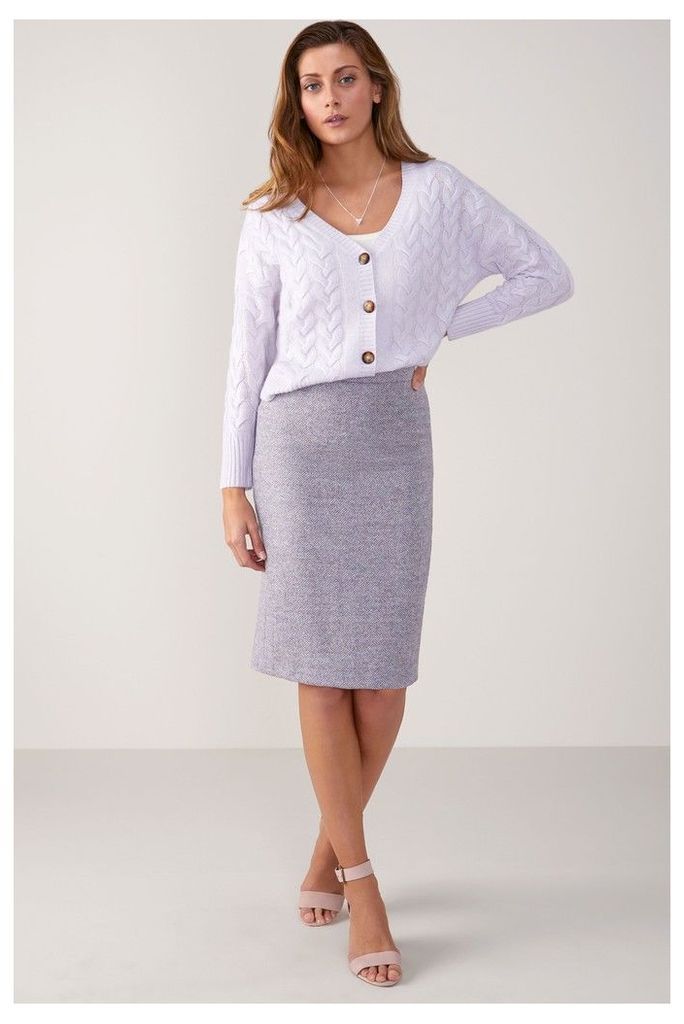 Womens Pure Collection Lilac Texture Wool Pencil Skirt -  Purple