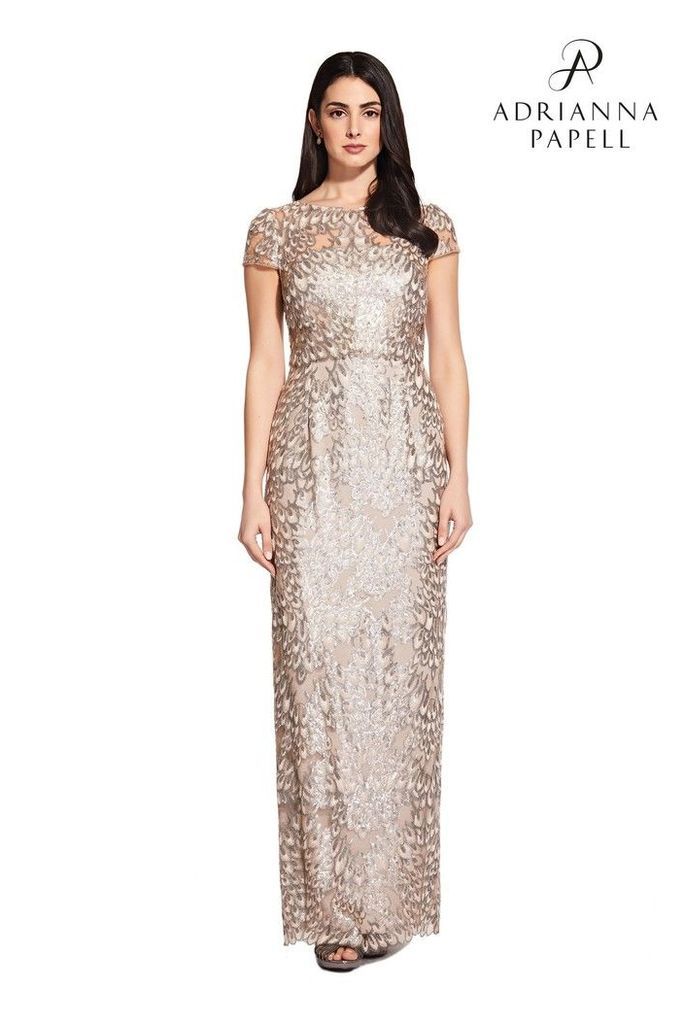 Womens Adrianna Papell Nude Sequin Popover Gown -  Nude